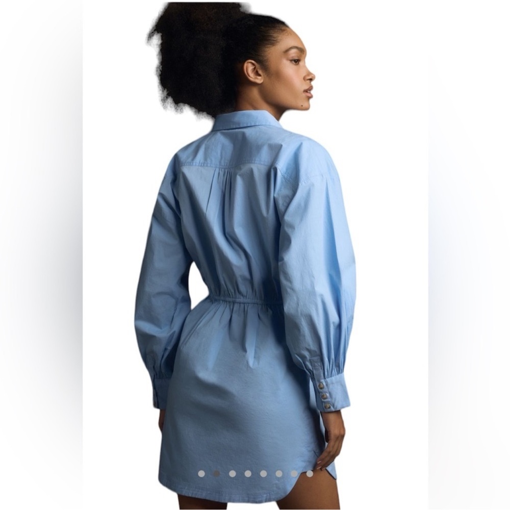 Anthropologie -Maeve Long-Sleeve Poplin Mini Shirt Dress (S)